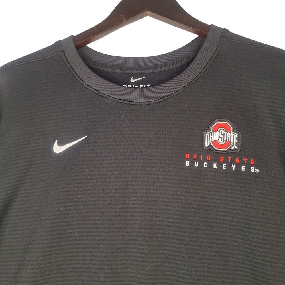 Nike Ohio State Buckeyes Dri-FIT Long Sleeve Pullover Shirt Mens XL Black